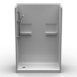 5LBS5430.V2 L/R, Five Piece 54” x 30” Curbed Shower, 4” Threshold, End Drain, “Subway Tile”
